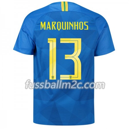 Fußballtrikots Brasilien Marquinhos 13 Auswärts Trikotsatz WM 2018